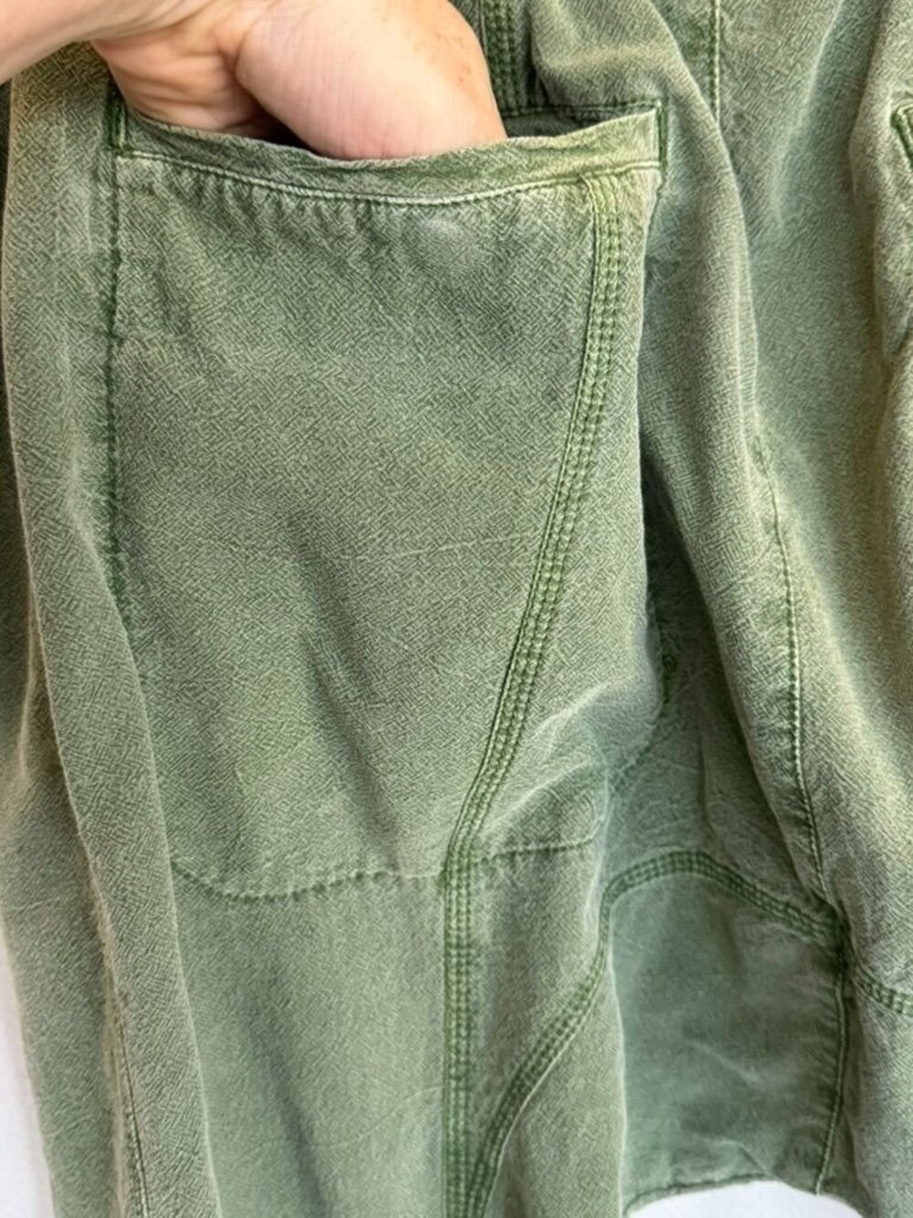 Free People Runyon Oversized Olive Green Paper Bag Waist Crop Harem Pants Small - Picture 6 of 14